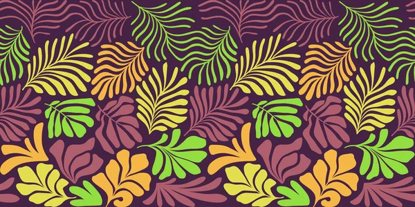 Nowoczesne Abstrakcyjne Tło Tropikalnymi Liśćmi Palmy Stylu Matisse Wektorowy Bezszwowy — Wektor stockowy