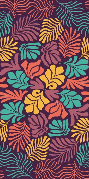 Moderner Abstrakter Hintergrund Mit Tropischen Palmenblättern Matisse Stil Vektornahtloses Muster — Stockvektor