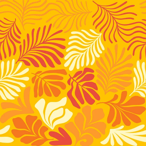 Fondo Abstracto Moderno Con Hojas Palma Tropical Estilo Matisse Patrón — Archivo Imágenes Vectoriales