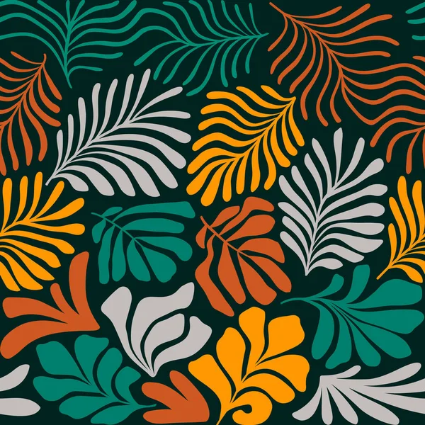 Modern Abstract Background Tropical Palm Leaves Matisse Style Vector Seamless — Stock Vector