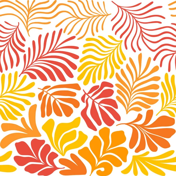 Modern Abstract Background Tropical Palm Leaves Matisse Style Vector Seamless — Stock Vector