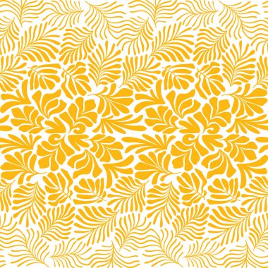 Modern soyut arka plan ve tropik palmiye yaprakları Matisse tarzında. İskandinavya 'nın kestiği elementlerle kusursuz bir şablon. El çizimi çağdaş sanat kolajı.