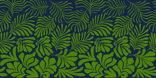 Contexto Abstrato Moderno Com Folhas Palmeira Tropicais Estilo Matisse Padrão — Vetor de Stock