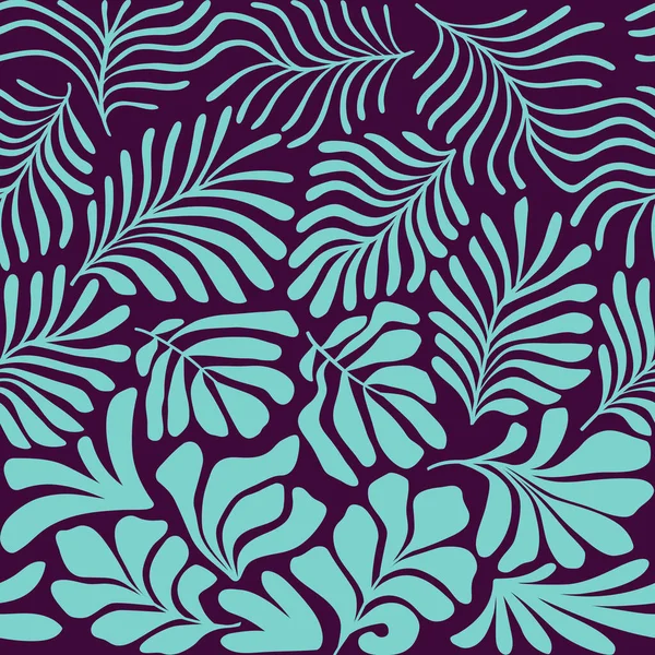 Modern Abstrakt Bakgrund Med Tropiska Palmblad Matisse Stil Vektor Sömlöst — Stock vektor