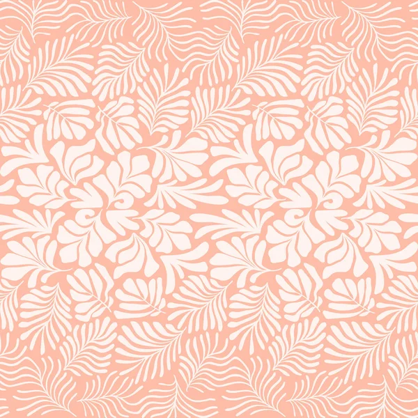 现代抽象的背景 热带棕榈叶与马蒂斯风格 矢量无缝模式与斯堪的纳维亚切割的元素 手绘当代艺术拼贴 — 图库矢量图片