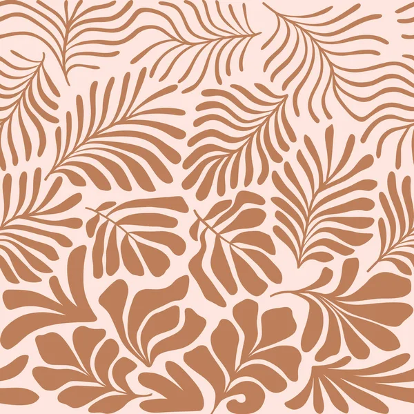 Moderner Abstrakter Hintergrund Mit Tropischen Palmenblättern Matisse Stil Vektornahtloses Muster — Stockvektor