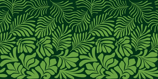 Nowoczesne Abstrakcyjne Tło Tropikalnymi Liśćmi Palmy Stylu Matisse Wektorowy Bezszwowy — Wektor stockowy
