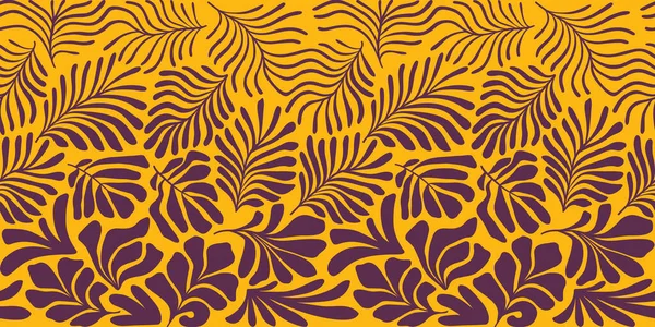 Fondo Abstracto Moderno Con Hojas Palma Tropical Estilo Matisse Patrón — Archivo Imágenes Vectoriales