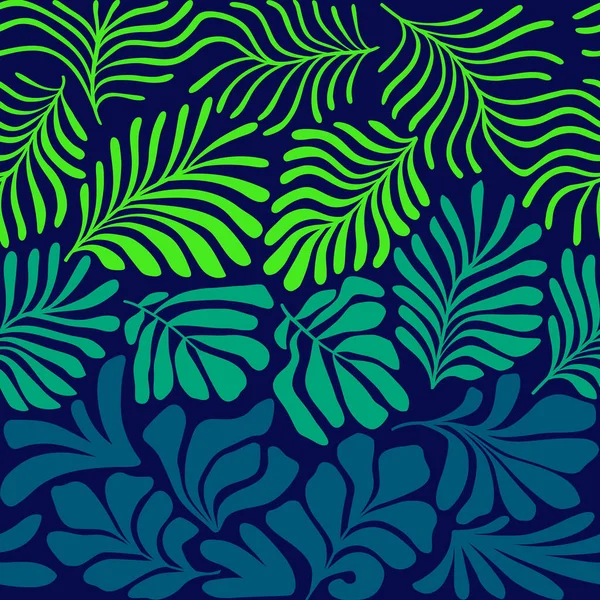 熱帯性のヤシの葉を持つ近代的な抽象的な背景はマティス様式で残します 北欧のカット要素とベクトルシームレスなパターン 手描き現代美術コラージュ ストックベクター