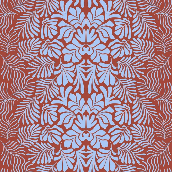 현대의 추상적 마티스 스타일의 야자나무 스칸디나비아 거무스름 무늬가 원소들을 손으로 — 스톡 벡터