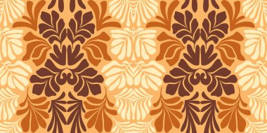 Modern soyut arka plan ve tropik palmiye yaprakları Matisse tarzında. İskandinavya 'nın kestiği elementlerle kusursuz bir şablon. El çizimi çağdaş sanat kolajı.