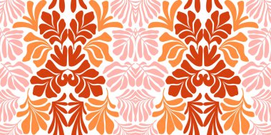 Modern soyut arka plan ve tropik palmiye yaprakları Matisse tarzında. İskandinavya 'nın kestiği elementlerle kusursuz bir şablon. El çizimi çağdaş sanat kolajı.