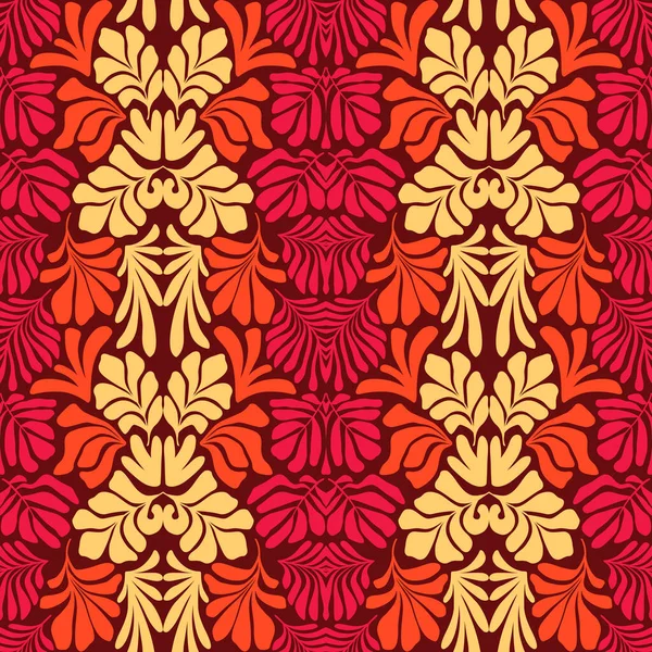 현대의 추상적 마티스 스타일의 야자나무 스칸디나비아 거무스름 무늬가 원소들을 손으로 — 스톡 벡터