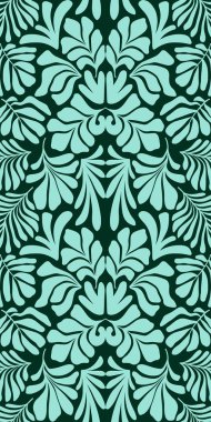 Modern soyut arka plan ve tropik palmiye yaprakları Matisse tarzında. İskandinavya 'nın kestiği elementlerle kusursuz bir şablon. El çizimi çağdaş sanat kolajı.