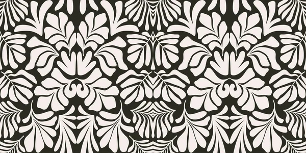 Modern Elvont Háttér Trópusi Pálmalevéllel Matisse Stílusban Vektormentes Minta Skandináv — Stock Vector
