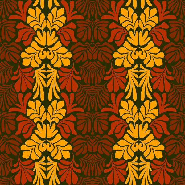 熱帯性のヤシの葉を持つ近代的な抽象的な背景はマティス様式で残します 北欧のカット要素とベクトルシームレスなパターン 手描き現代美術コラージュ ロイヤリティフリーストックベクター