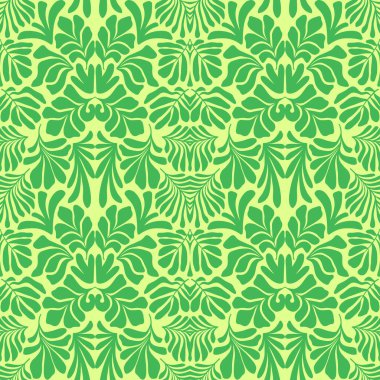 Modern soyut arka plan ve tropik palmiye yaprakları Matisse tarzında. İskandinavya 'nın kestiği elementlerle kusursuz bir şablon. El çizimi çağdaş sanat kolajı.