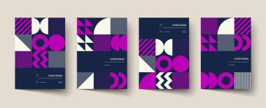 Trendy tasarım kapsar. Minimal geometrik şekiller kompozisyonları. Broşürler, posterler, kapaklar ve afişler için geçerlidir.