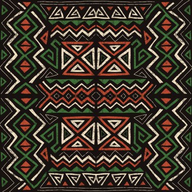 Kabile tarzında kusursuz Afrika etnik modeli. Grunge desenli soyut geometrik arkaplan. Tekstil, bayrak, kapak, duvar kağıdı ve ambalaj için eşsiz tasarım ögeleri