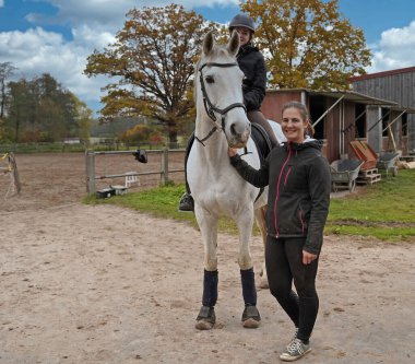 Shooting with  white hose, her rider and friend in Beyreuth