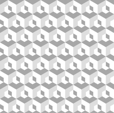 3D izometrik, soyut, dikişsiz desen. Geometrik vektör arkaplanı. tek renkli illüstrasyon