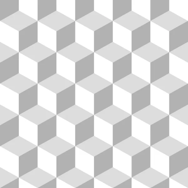 Soyut Geometrik Küpler Vektörsüz Desen Vektör Duvar Kağıdı Gri Beyaz — Stok Vektör