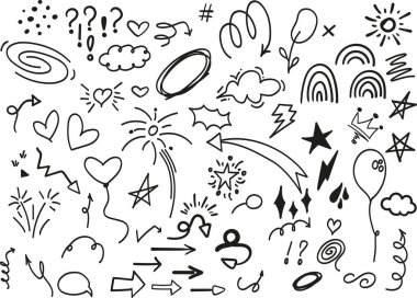 vektör karalama el çizim kümesi