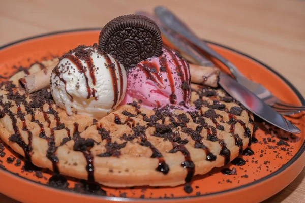 Waffles Ice Cream Biscuit — Stock Photo, Image