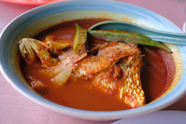 stock image Malay dishes, Snapper Asam Pedas with rice