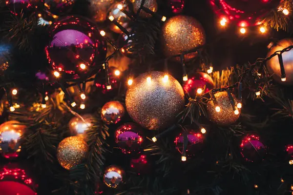 Christmas Background Balls Lights — Stock Photo, Image