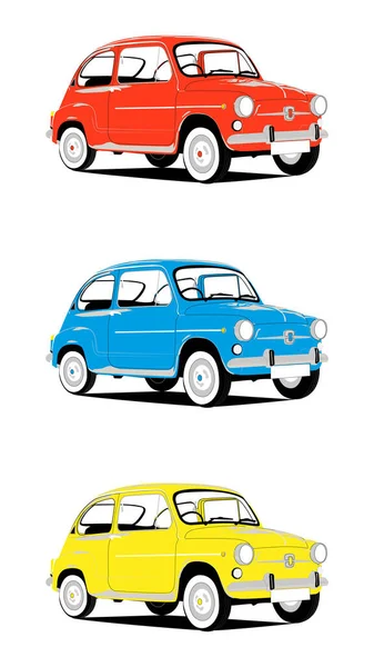 Set Classic Cars Isolated Background Classic Car — Stock Vector