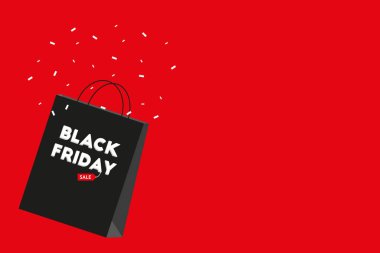 Alışveriş çantası ile Black Friday satış afiş.