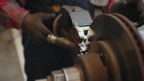 Fermer Rotor Disque Frein Services Resurfaçage Dans Garage Réparation Des — Video