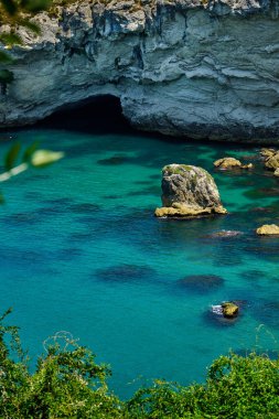 Istanbul, Turkey,, Sile, A wild beach in a beautiful lagoon on the shore of the Black Sea with caves, rocks and soft sand. Seascape
