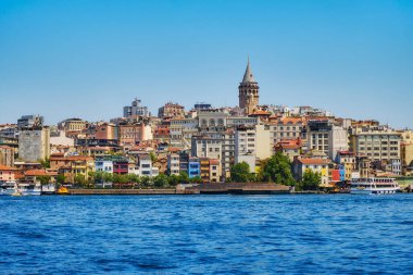 Istanbul, Turkey. View of the Galata Tower, old buldings, Beoglu district and the Golden Horn