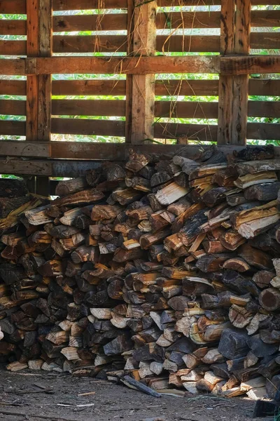 Stapels Brandhout Voor Koken Verwarmen — Stockfoto