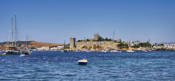 Bodrum Turkey Aegean Sea View City Embankment Restaurants Old Castle — Foto Stock