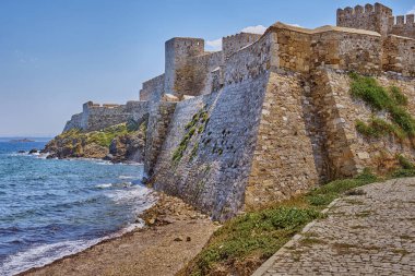 Bozcaada, Türkiye, kale, sahil ve Ege Denizi manzarası