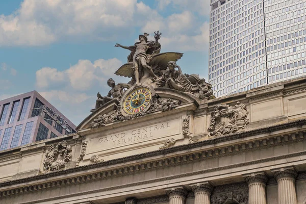 Nueva York Estados Unidos Agosto 2016 Detalle Fachada Grand Central —  Fotos de Stock