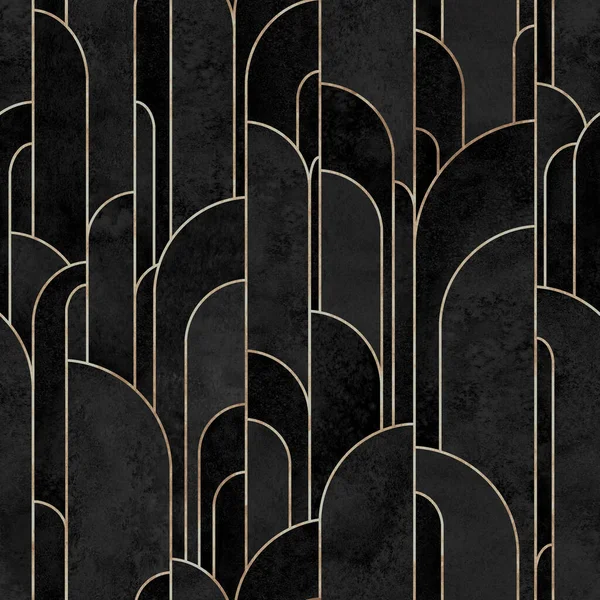 Art Deco Stili Soyut Geometrik Biçimler Kusursuz Desenli Arkaplan Suluboya — Stok fotoğraf