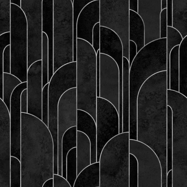 Art Deco Styl Abstraktní Geometrické Formy Bezešvé Vzor Pozadí Akvarel — Stock fotografie