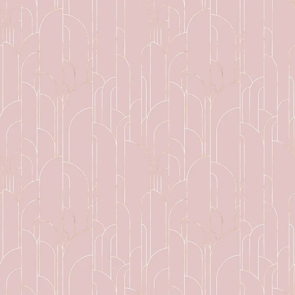 アール デコ様式の抽象幾何学的形態シームレスなパターン背景 パステルピンクの色の要素と黄金の線のテクスチャ テキスタイル 包装紙のための高級プリント — ストック写真
