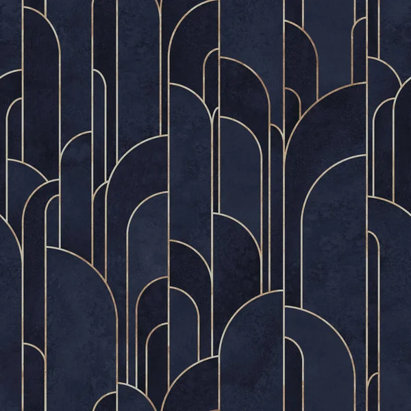 Art Deco Stijl Abstracte Geometrische Vormen Naadloze Patroon Achtergrond Aquarel — Stockfoto
