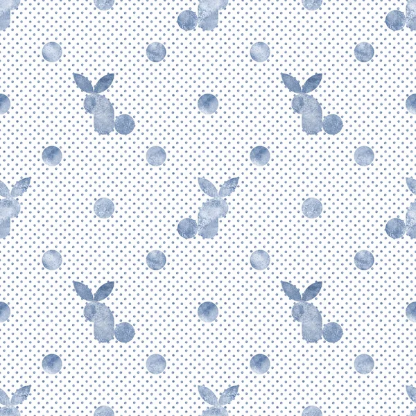 Suluboya Lacivert Tavşan Silueti Beyaz Arka Planda Lekesiz Desen Suluboya — Stok fotoğraf