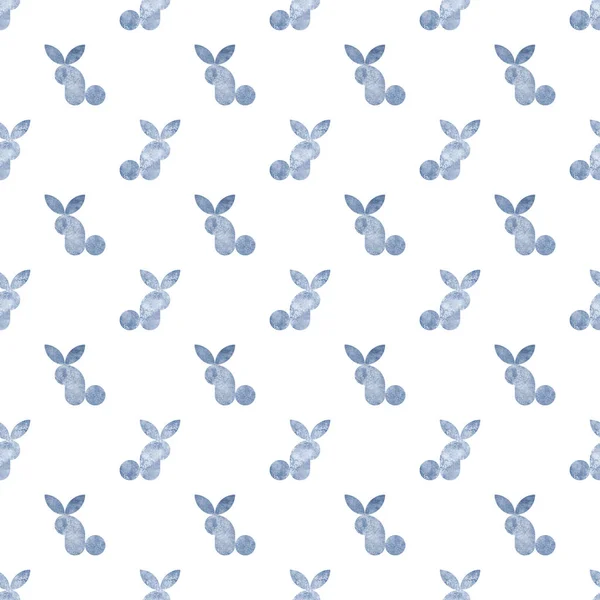 Aquarelle Bleu Marine Silhouette Lapin Motif Sans Couture Sur Fond — Photo