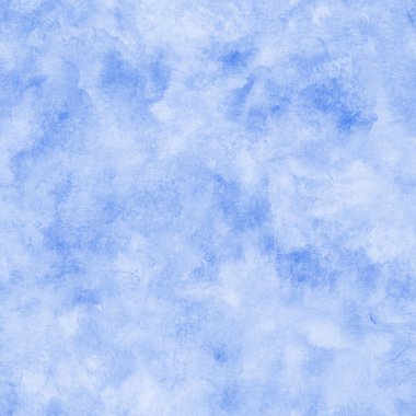 Soyut suluboya gökyüzü arkaplanı. Elle çizilmiş mavi renkler lekeleyip, pürüzsüz desenler saçar. Suluboya çivit dokusu. Tekstil, kumaş, duvar kağıdı, ambalaj kağıdı baskısı.