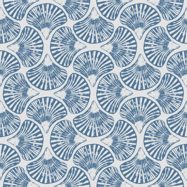 Art deco style abstract watercolor sea shells geometric forms seamless pattern texture. Hand drawn navy blue elements on white background. Watercolour print for textile, wallpaper, wrapping paper