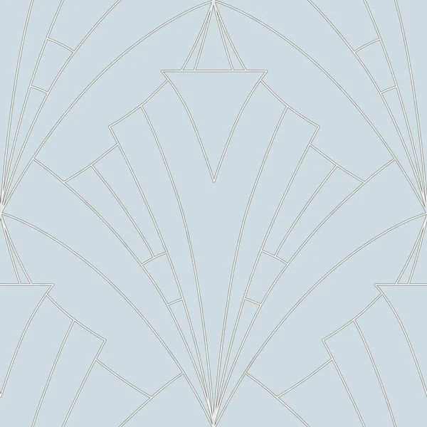 アール デコ様式の抽象幾何学的形態シームレスなパターン背景 パステルグレーの青の色の要素と銀のラインのテクスチャ テキスタイル 包装紙のための高級プリント — ストック写真