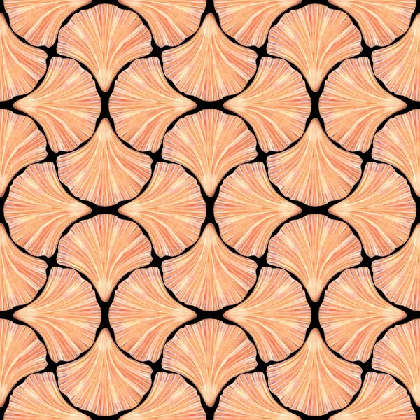Sanat Deco Stili Soyut Suluboya Deniz Kabukları Geometrik Şekiller Pürüzsüz — Stok fotoğraf
