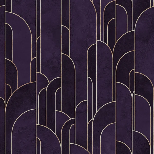 Art Deco Stijl Abstracte Geometrische Vormen Naadloze Patroon Achtergrond Aquarel — Stockfoto